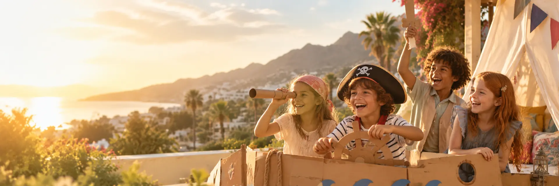 Children enjoying imaginative pirate-themed play together.